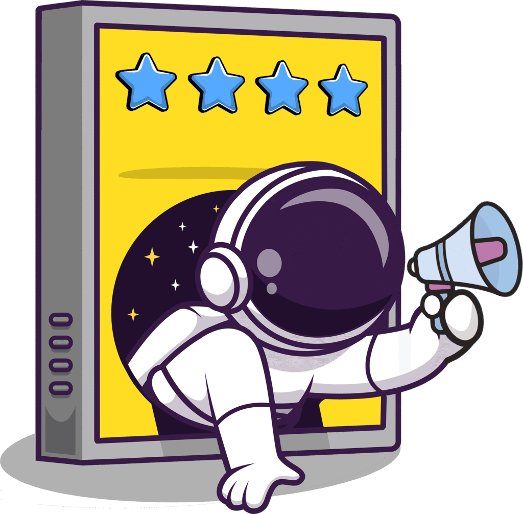 Astronaut springt aus Display
